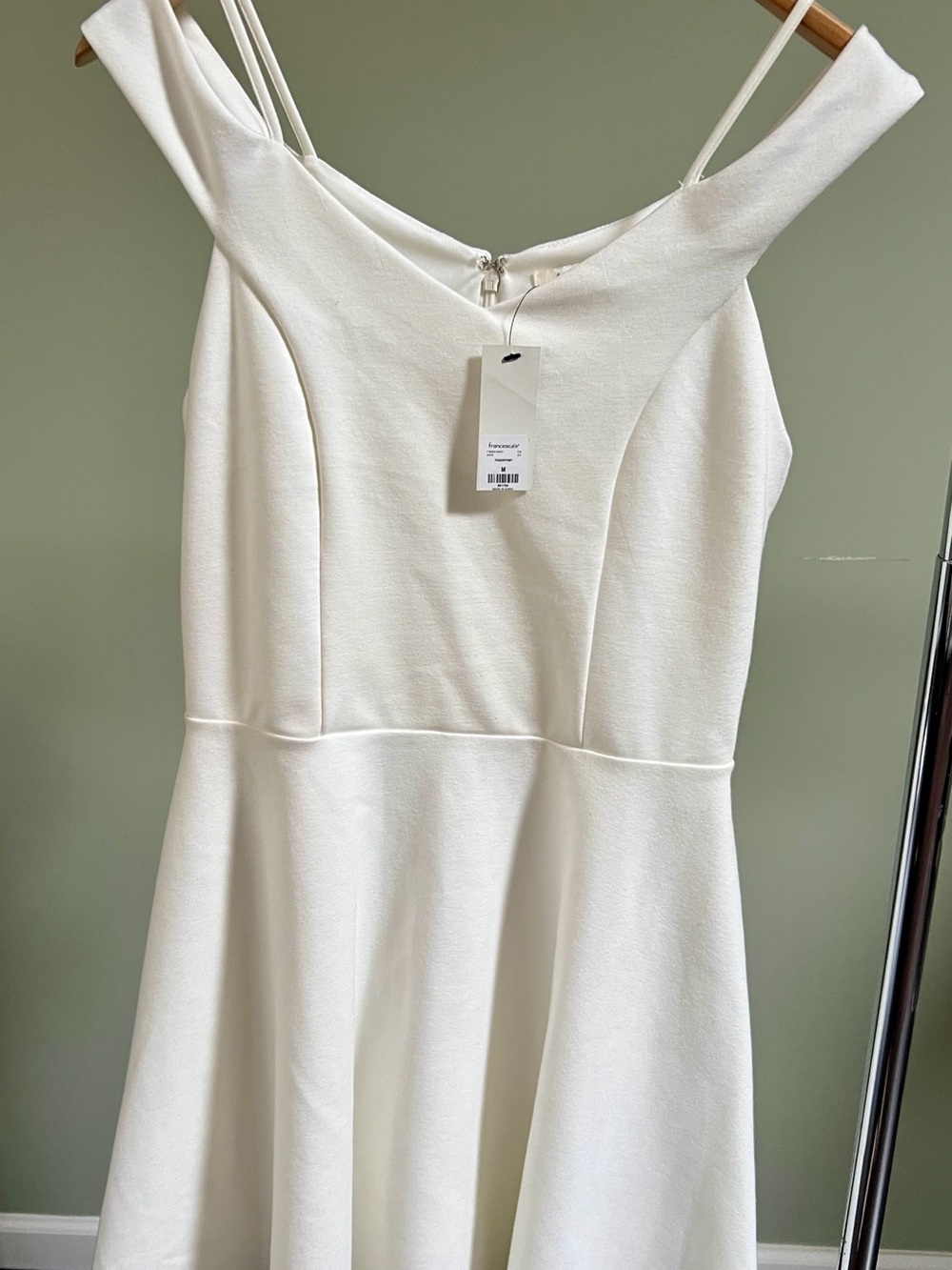 Francesca's Collections White One-Shoulder Fit-and-Flare Dress